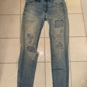 American Eagle Outfitters Light Blue Distressed Jeggings